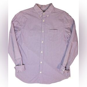 Gap Lived-In Wash Button Down Shirt Purple Micro Gingham Men’s